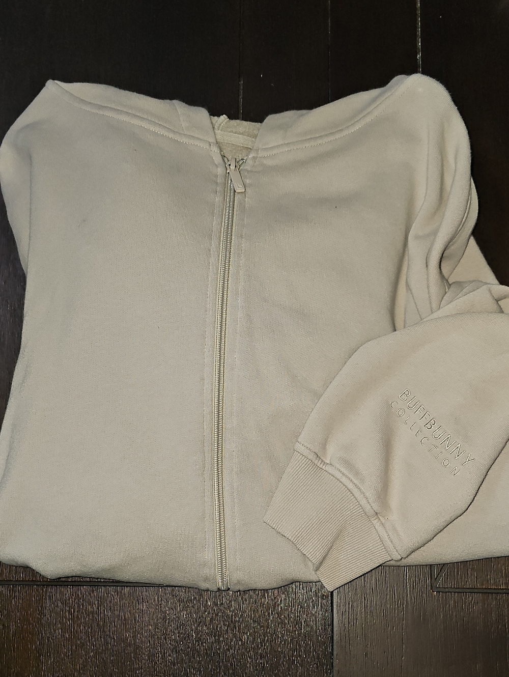 BuffBunny Threads Full Zip Hoodie – Chamomile – Mauve Gray – XL